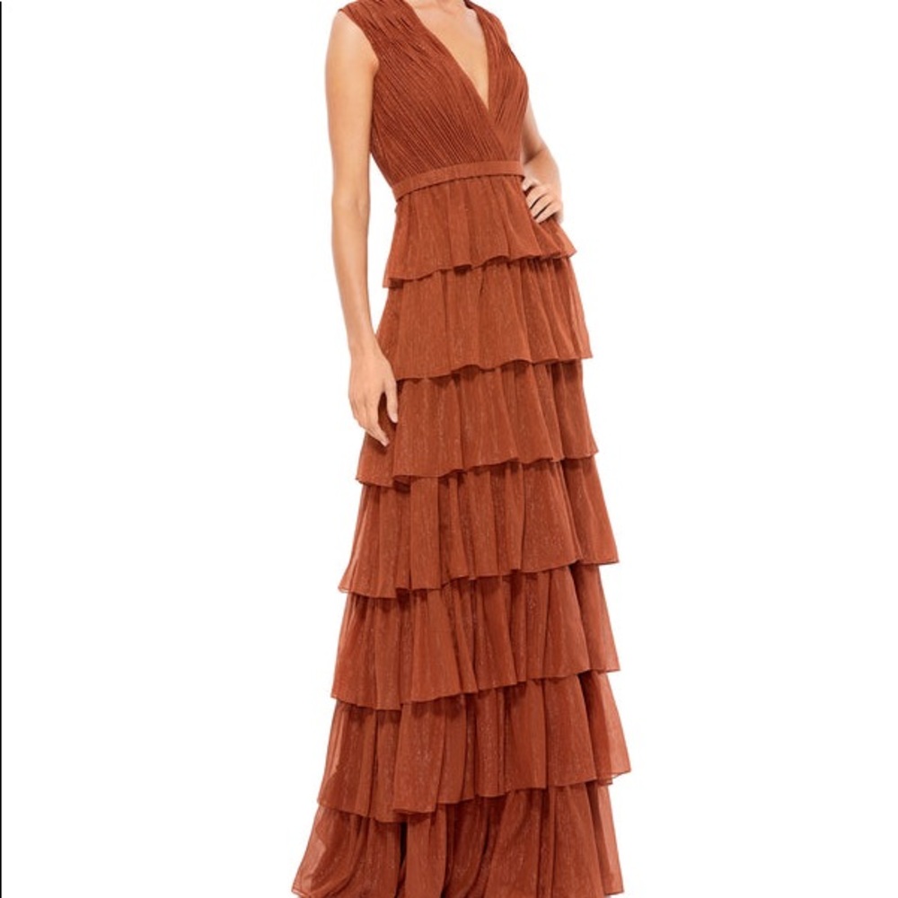 Mac Duggal Sparkly Ruffle Layered Dress